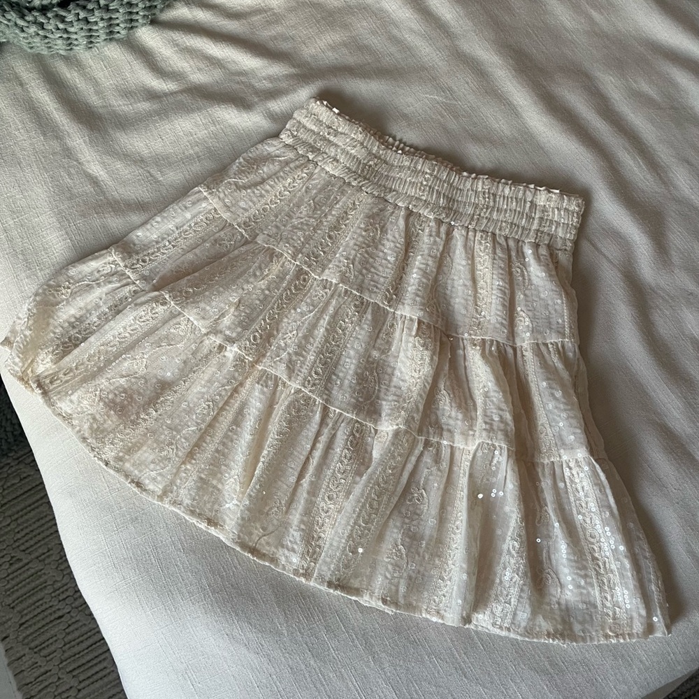 Cream Sequin Skirt